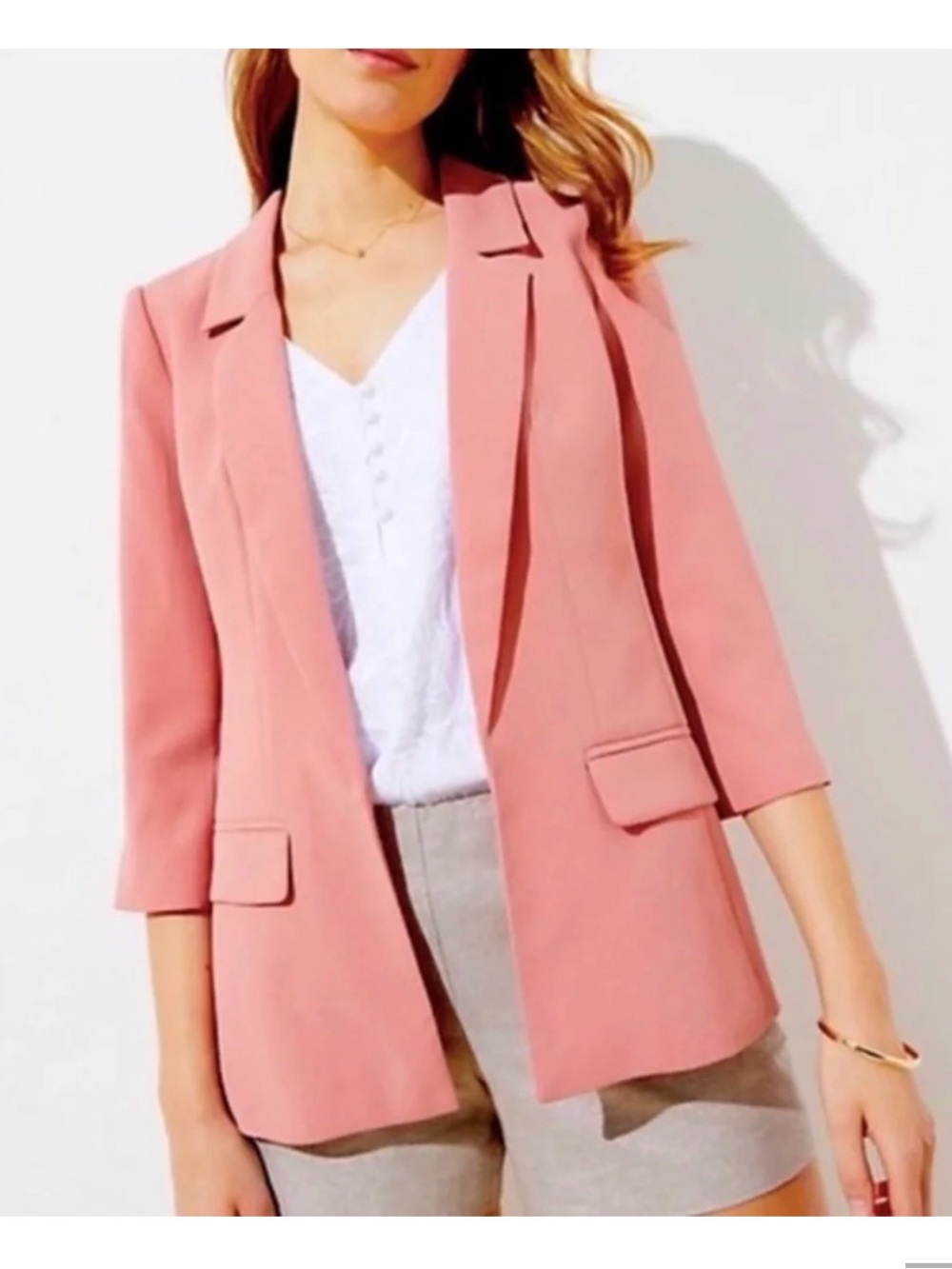 LOFT Rose Pink Open-Front Blazer Jacket